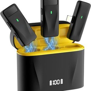 Wireless Lavalier Microphone for iPhone, with Digital Charging Case, Mini